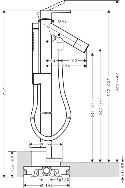 AXOR STARCK YERDEN TEK KOLLU KUVET BATARYASI PARLAK ALTIN 10456990