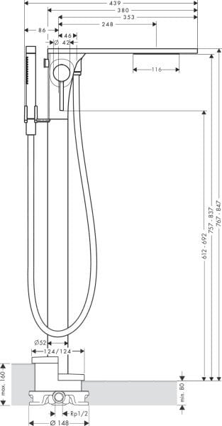 AXOR MASSAUD YERDEN TEK KOLLU BANYO BATARYASI KROM 18450000