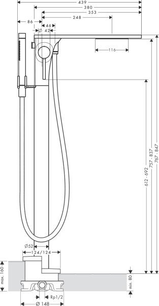 AXOR MASSAUD YERDEN TEK KOLLU BANYO BATARYASI KROM 18450000
