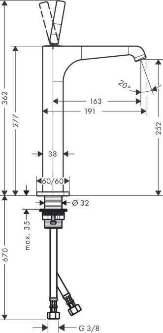 AXOR CITTERIO E TEK KOLLU LAVABO BATARYASI 130 PIN VOLAN VE GIDER SETI MAT SIYAH KROM 36100340