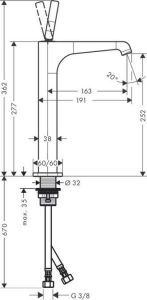 AXOR CITTERIO E TEK KOLLU LAVABO BATARYASI 130 PIN VOLAN  P.ALTIN 36100990