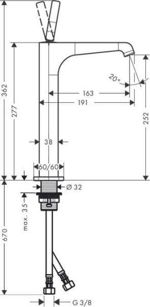 AXOR CITTERIO E TEK KOLLU LAVABO BATARYASI 130 PIN VOLAN  P.ALTIN 36100990