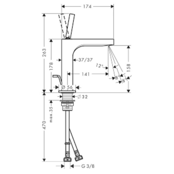 AXOR CITTERIO E TEK KOLLU LAVABO BATARYASI 190MM MAT BRONZ 36103140