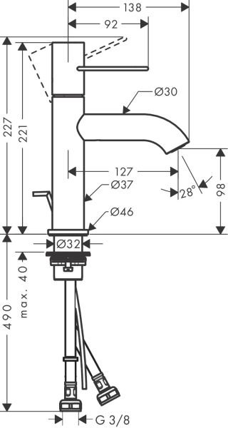 AXOR UNO TEK KOLLU LAVABO BATARYASI 100 LOOP VOLAN KROM 38023000