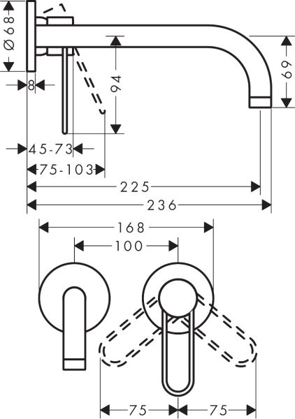 AXOR UNO TEK KOLLU LAVABO BATARYASI TEK KOLLU 225 MM KROM 38122000