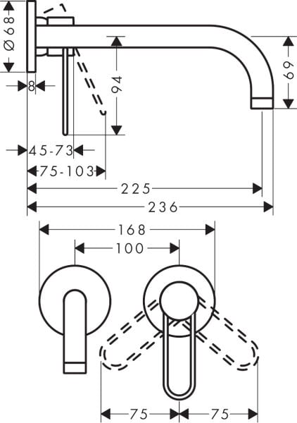 AXOR UNO TEK KOLLU LAVABO BATARYASI TEK KOLLU 225 MM KROM 38122000