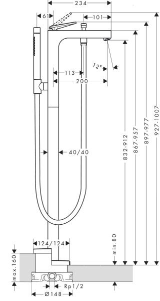 AXOR CITTERIO YERDEN TEK KOLLU KUVET BATARYASI KROM 39471000