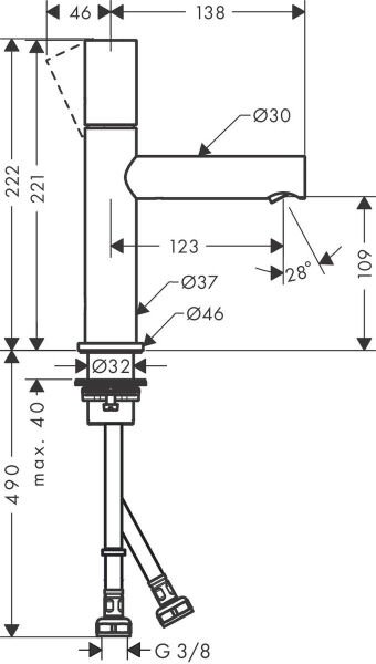 AXOR UNO TEK KOLLU LAVABO BATARYASI 110MM ZERO VOLAN KROM 45002000