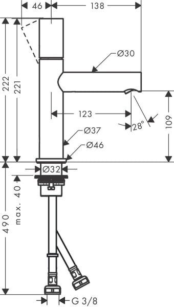 AXOR UNO TEK KOLLU LAVABO BATARYASI 110MM ZERO VOLAN KROM 45002000