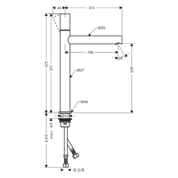 AXOR UNO TEK KOLLU LAVABO BATARYASI  260MM ZERO VOLAN P.ALTIN 45004990