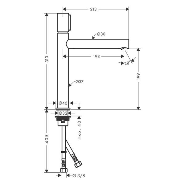 AXOR UNO TEK KOLLU LAVABO BATARYASI 200MM MAT PIRINC 45013950