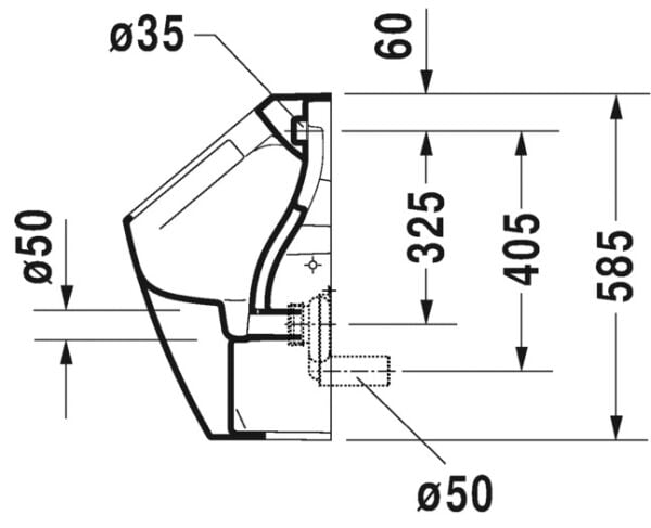 DURAVIT ME BY STARCK RIMLESS PISUVAR 0,5L SINEKLI 2809300007