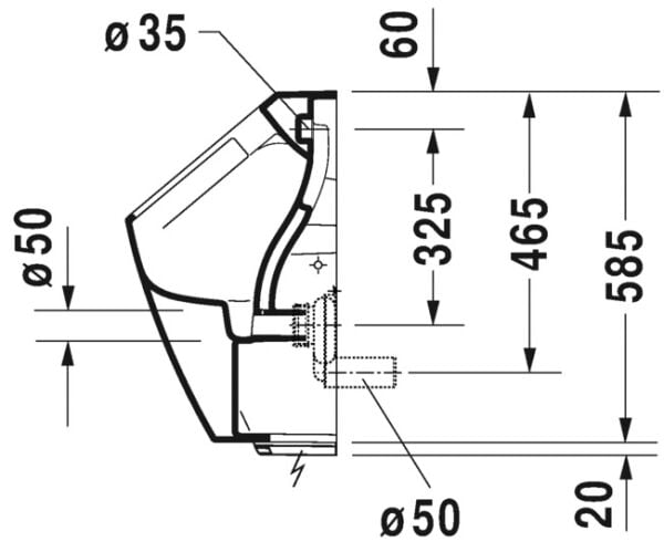 DURAVIT ME BY STARCK RIMLESS PISUVAR 0,5L 2809310000