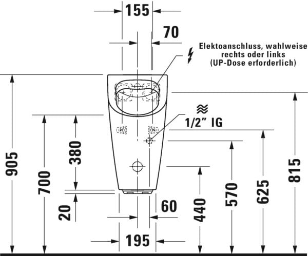 DURAVIT ME BY STARCK RIMLESS PISUVAR 0,5L 2809310093