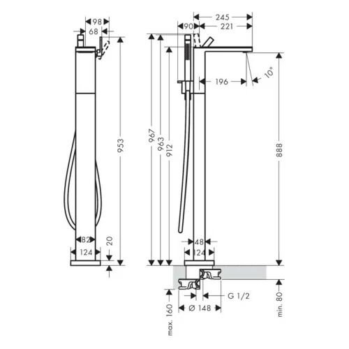 AXOR MY EDITION YERDEN TEK KOLLU BANYO BATARYASI KROM 47440000