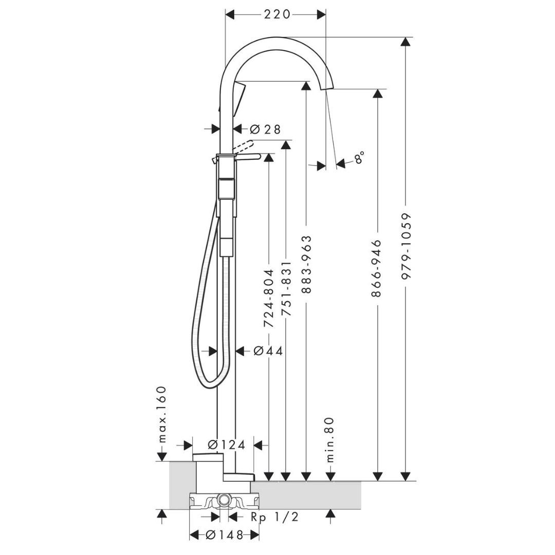 AXOR ONE YERDEN TEK KOLLU BANYO BATARYASI SATIN SIYAH 48440670